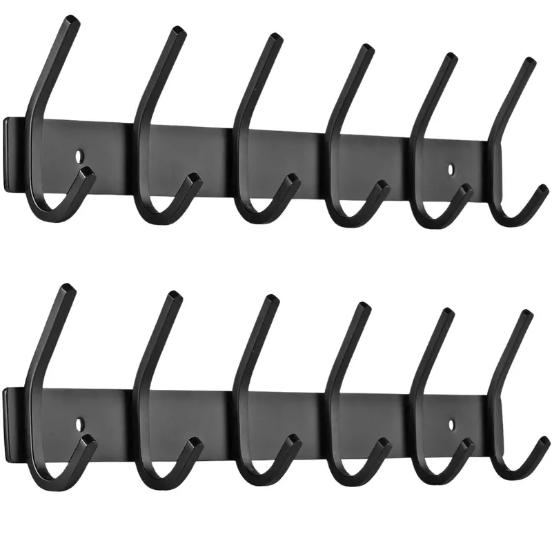 2 Pack Black Wall Mount Coat Rack 1