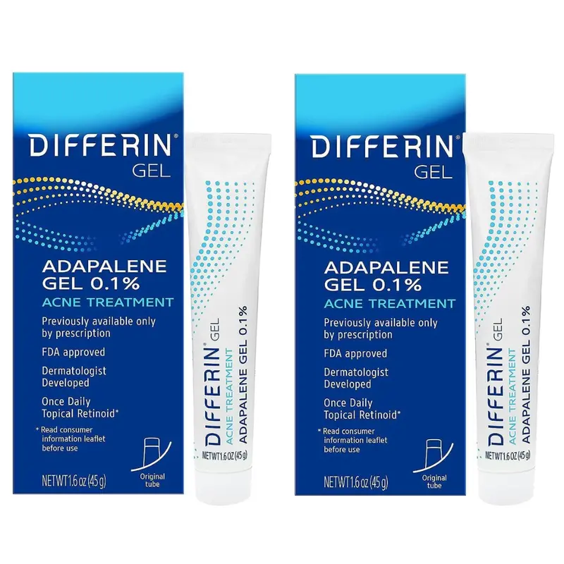 2-Pack Differin 1.6 Oz Acne Treatment Gel With 0.1% Adapalene 1