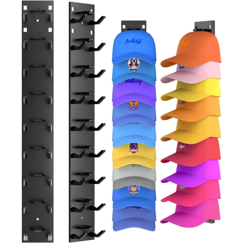 2-Pack Eanyiikick Wall Mounted Hat Organizers (Black) 1