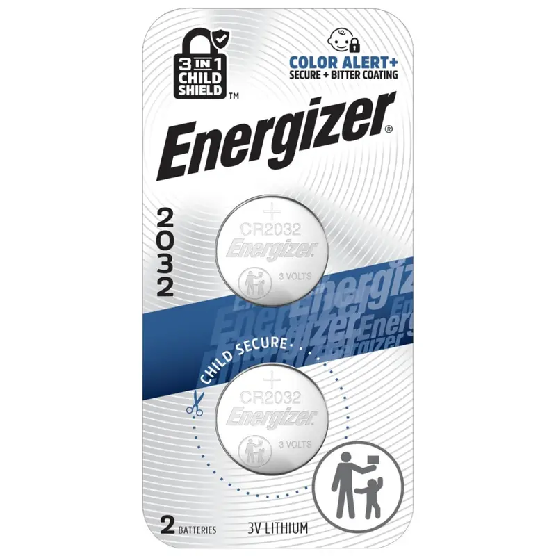 2-Pack Energizer 2032 3V Lithium Coin Batteries With 3-In-1 Child Shield 1