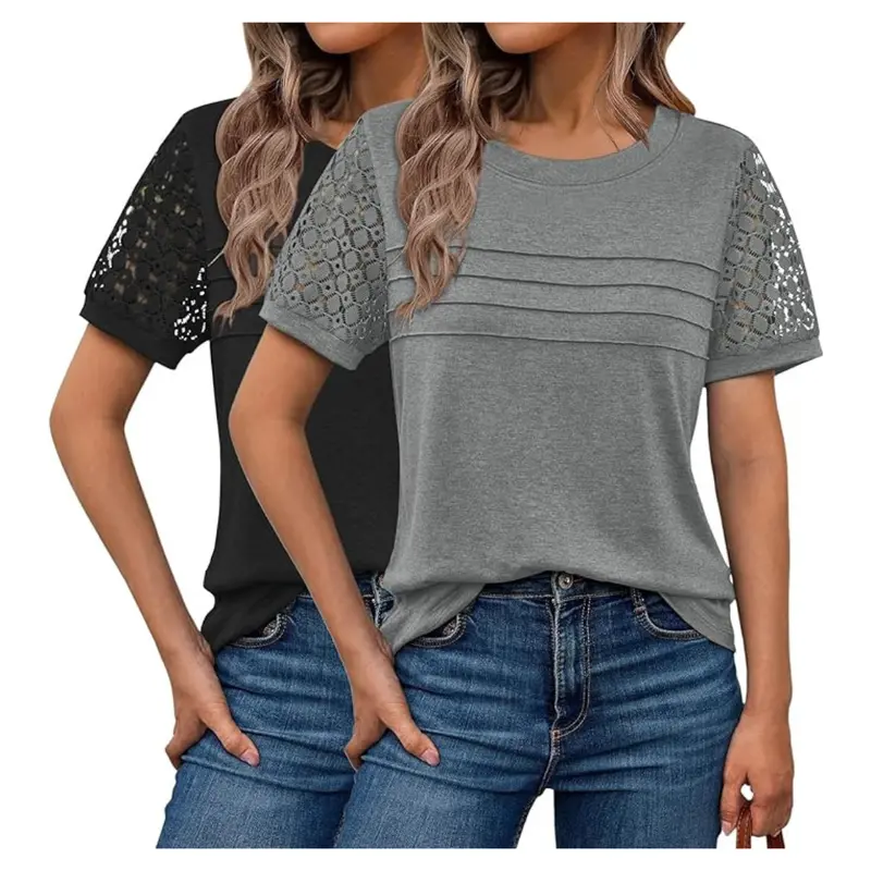 2-Pack Enunube Women's Short Sleeve Tunic T-Shirts 1