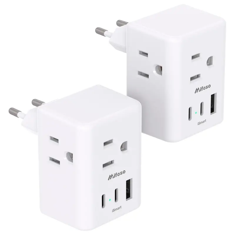 2-Pack European Travel International Power Plug Adapter 1