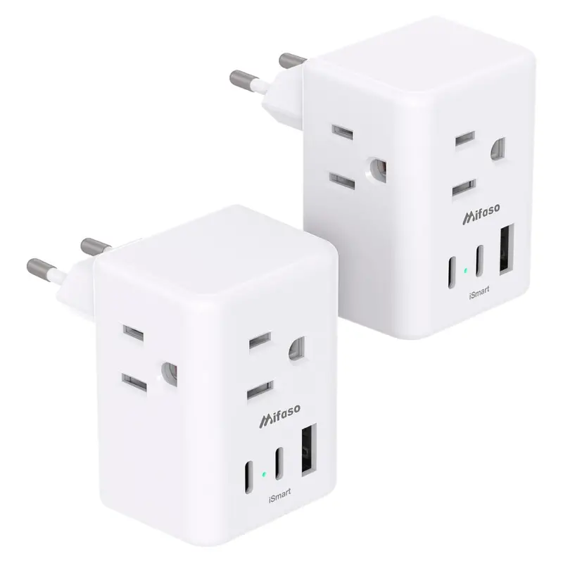 2-Pack European Travel International Power Plug Adapter 1