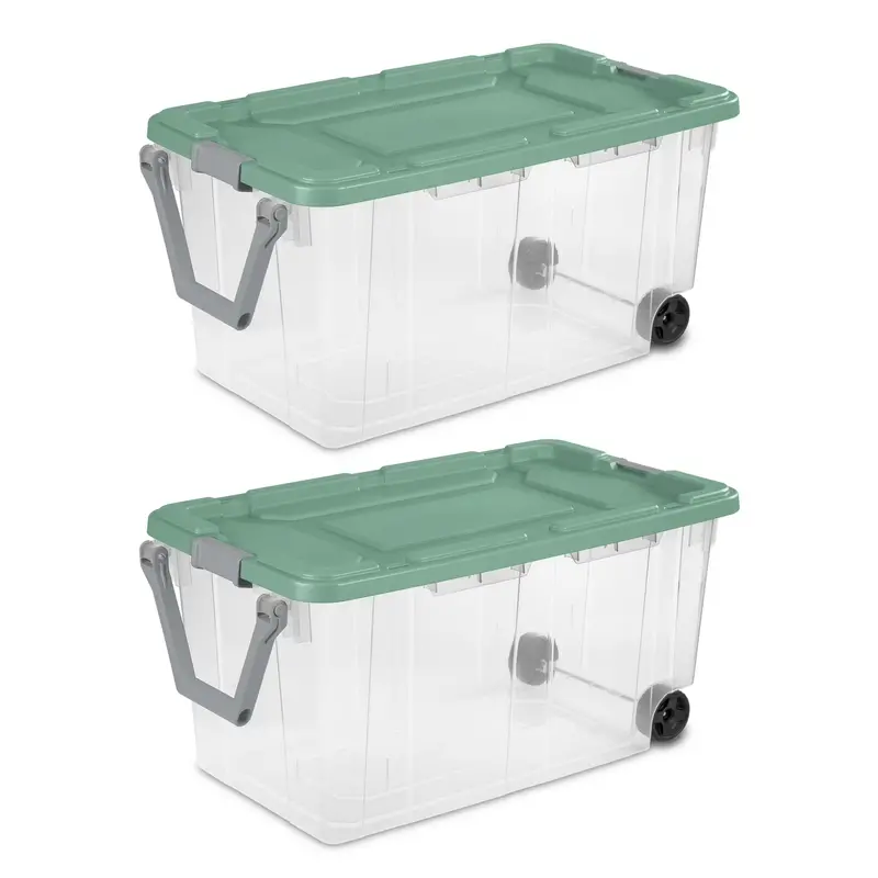 2-Pack Extra Large Wheeled 160 Qt Durable Clear Storage Container (Various) 1