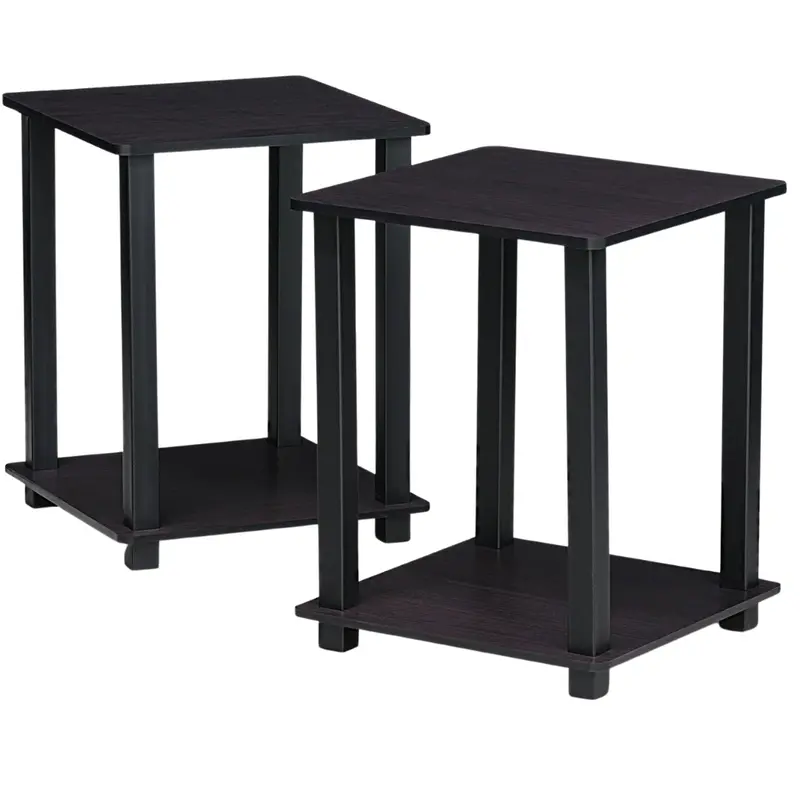 2-Pack Furinno 2-Tier Square End Tables 1