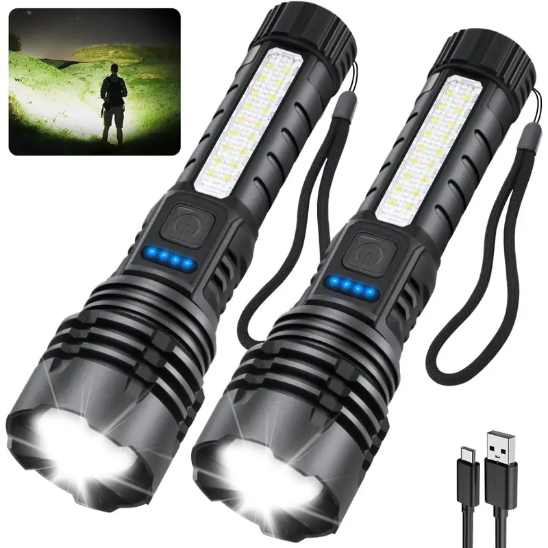 2-Pack High Powered 990000 Lumens Rechargeable Flash Light 1