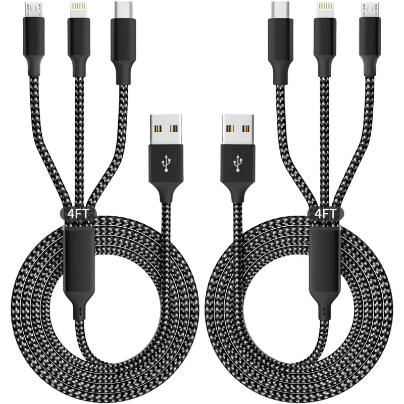 2-Pack Idison 3-In-1 4-Ft Multiple Usb Charging Cable 1