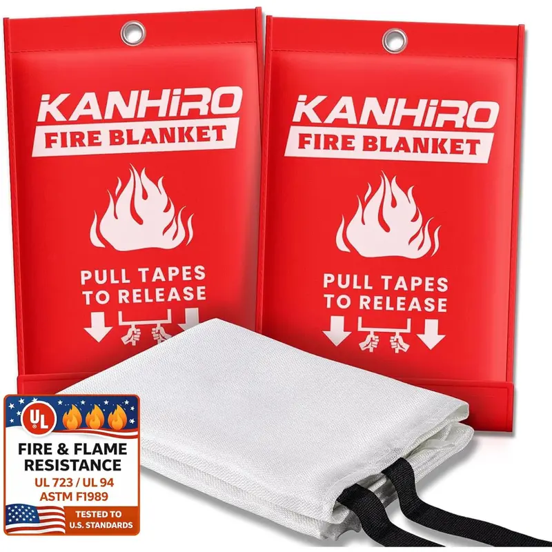 2-Pack Kanhiro Emergency Fiberglass Fire Suppression Blanket 1