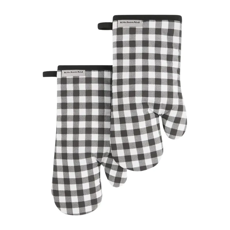 2-Pack Kitchenaid 7" X 13" Gingham Oven Mitt Set 1