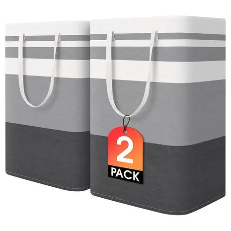 2-Pack Large Collapsible Laundry Hamper With Reinforced Handles 1