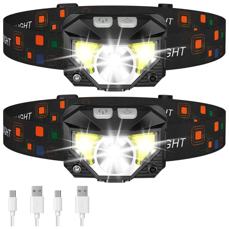 2-Pack Lhknl Waterproof Motion Sensor Head Lamp W/ 8 Modes 1