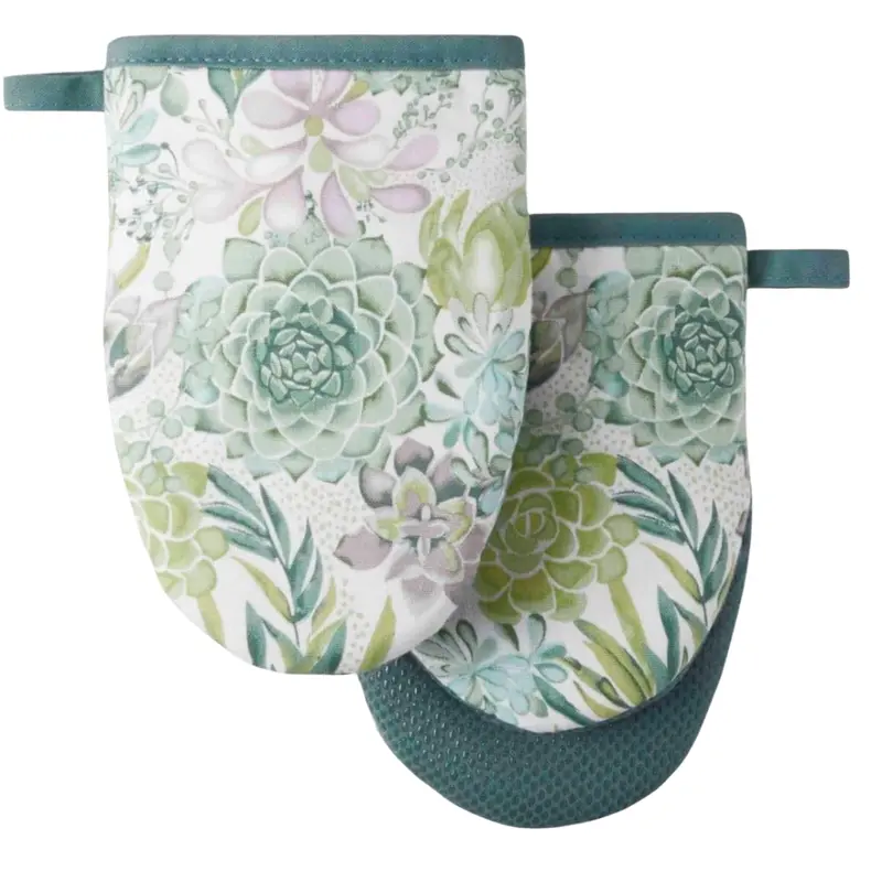 2-Pack Martha Stewart 5.5" X 8" Succulents Mini Oven Mitt Set 1