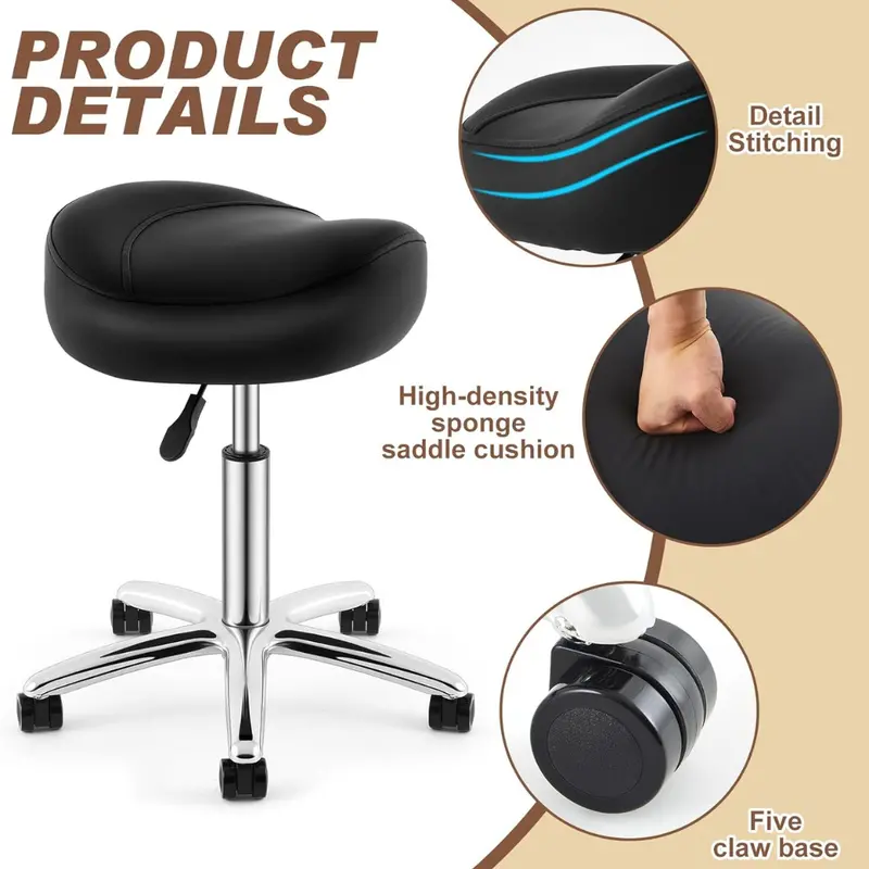 2-Pack Maxdot Rolling Ergonomic Saddle Stool Chair 1