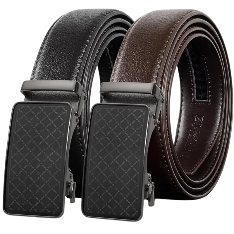 2-Pack Men's Adjustable Leather Ratchet Belts (Various) 1