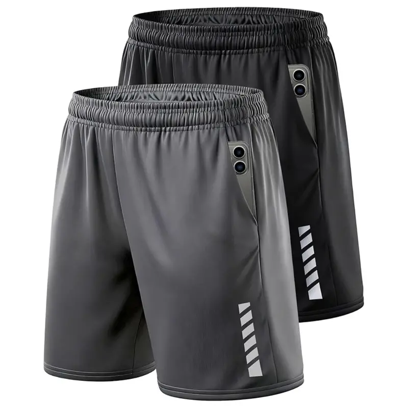 2-Pack Men's Athletic Shorts With Pockets And Elastic Waistband 1