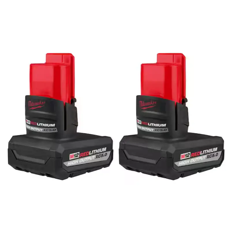 2-Pack Milwaukee M12 12V Lithium-Ion Xc High Output 5 Ah Battery 1