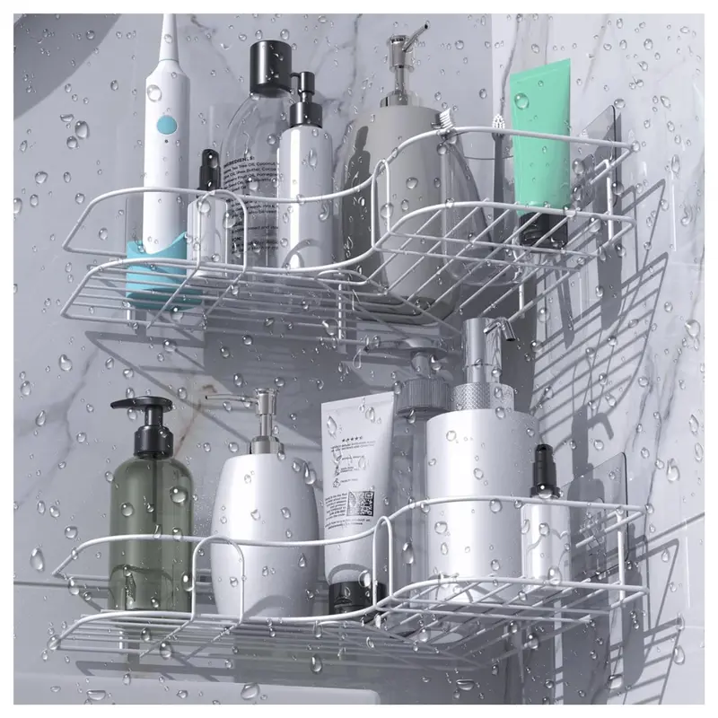 2-Pack Moonlit Pond Adhesive Corner Shower Caddy 1