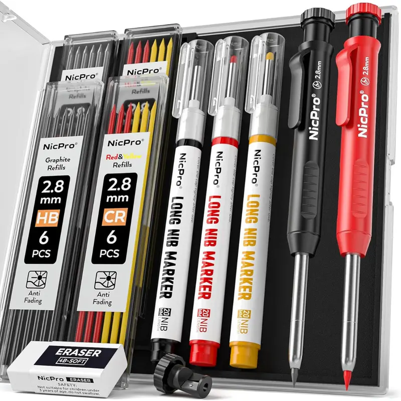 2-Pack Nicpro Cp1000 Mechanical Carpenter Pencils + 26 Refills 1