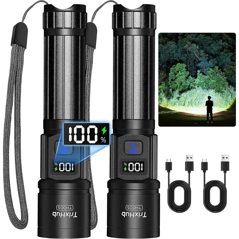 2-Pack Rechargeable Super Bright High Lumens Flash Light 1