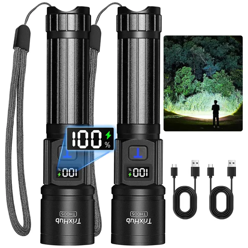 2-Pack Rechargeable Super Bright High Lumens Flash Light 1