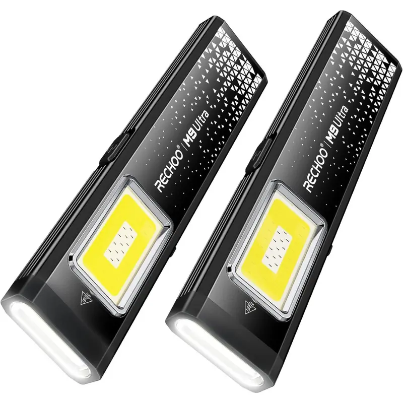 2-Pack Rechoo 3-In-1 Magnetic Rechargeable Edc Flashlight With Clip 1