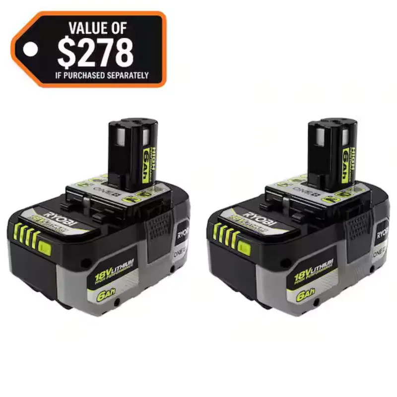 2-Pack Ryobi One+ Hp 18V Lithium-Ion 6.0Ah Battery 1