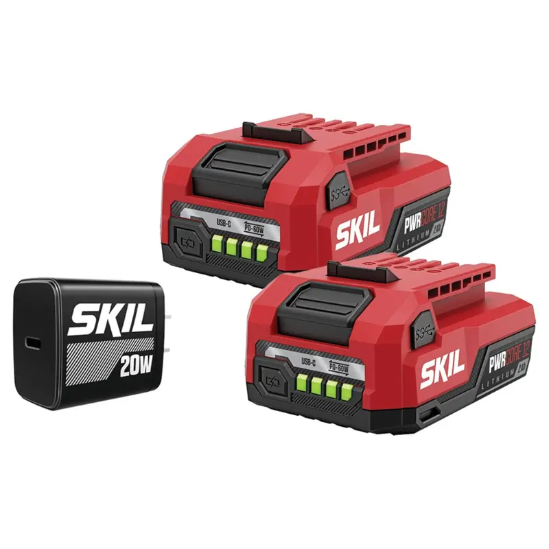 2-Pack Skil Pwr Core 12V Usb-C 2.0Ah Battery W/ Charger 1
