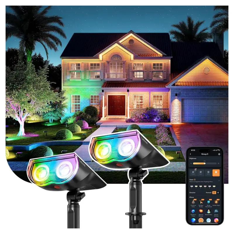 2-Pack Smart Color Solar Spotlights 1