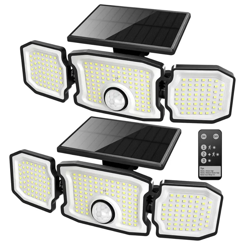 2-Pack Solar Motion Sensor Flood Lights For Outdoor Security 1