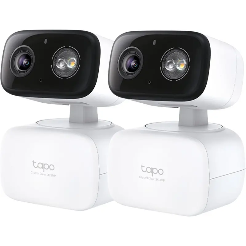 2-Pack Tapo 2K Indoor/Outdoor Pan/Tilt Wired Security Camera 1