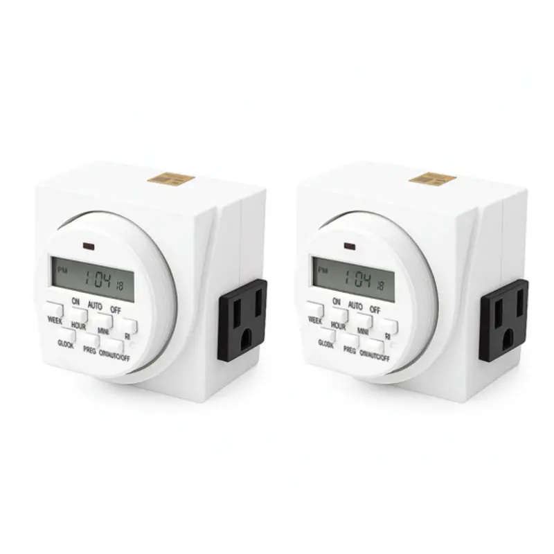 2-Pack Ultragrow 120V 7-Day Digital Timer, Dual Outlet 1