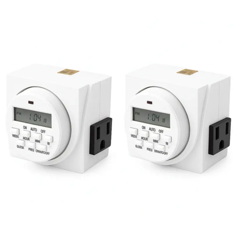 2-Pack Ultragrow 120V 7-Day Digital Timer, Dual Outlet 1