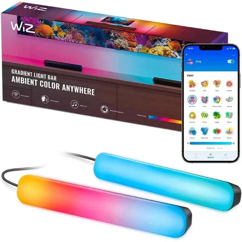 2-Pack Wiz Gradient Wi-Fi Rgbic Led Light Bars W/ App/Voice Control 1
