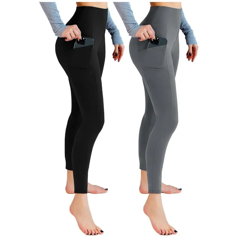 2-Pack Women's High Waisted Soft Leggings W/ Pockets (Various) 1