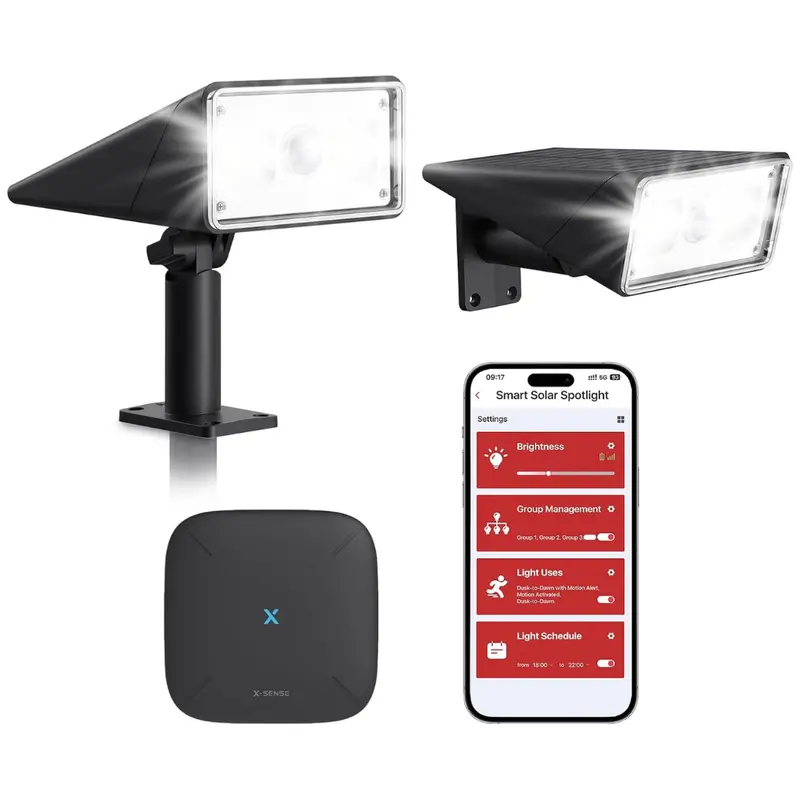 2-Pack X-Sense Outdoor Waterproof Solar Light W/ Motion Detector 1