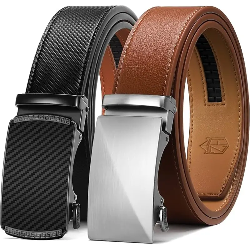 2-Pack Zitahli Men's Adjustable Leather Dress And Casual Ratchet Belts 1