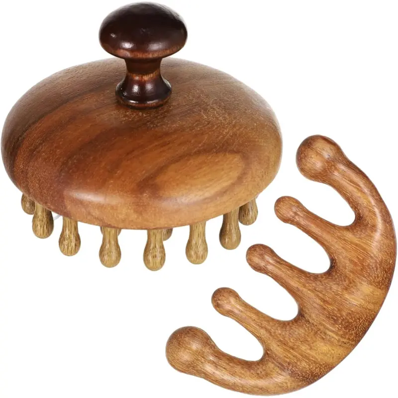 2 Pcs Wooden Scalp Massager 1