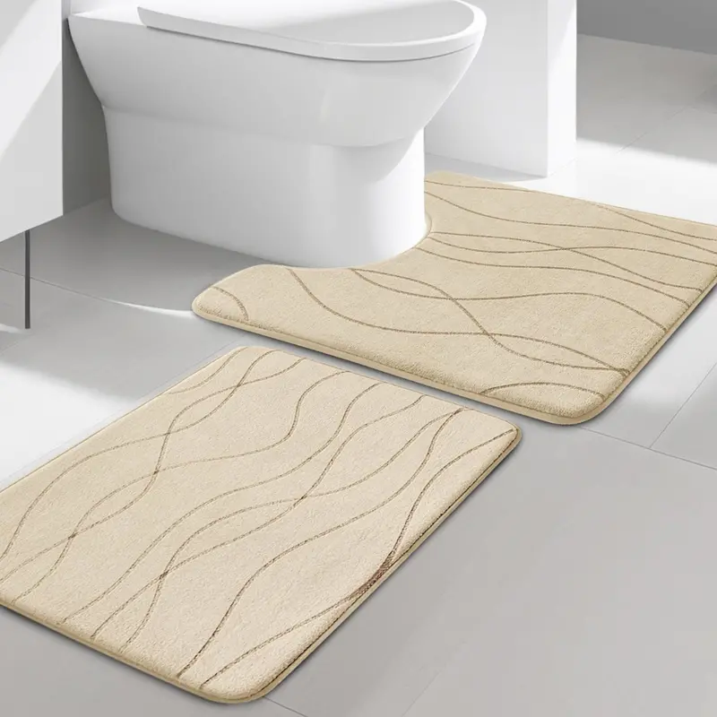 2-Piece 1'5" X 2' Memory Foam Bathroom Rug Sets 1