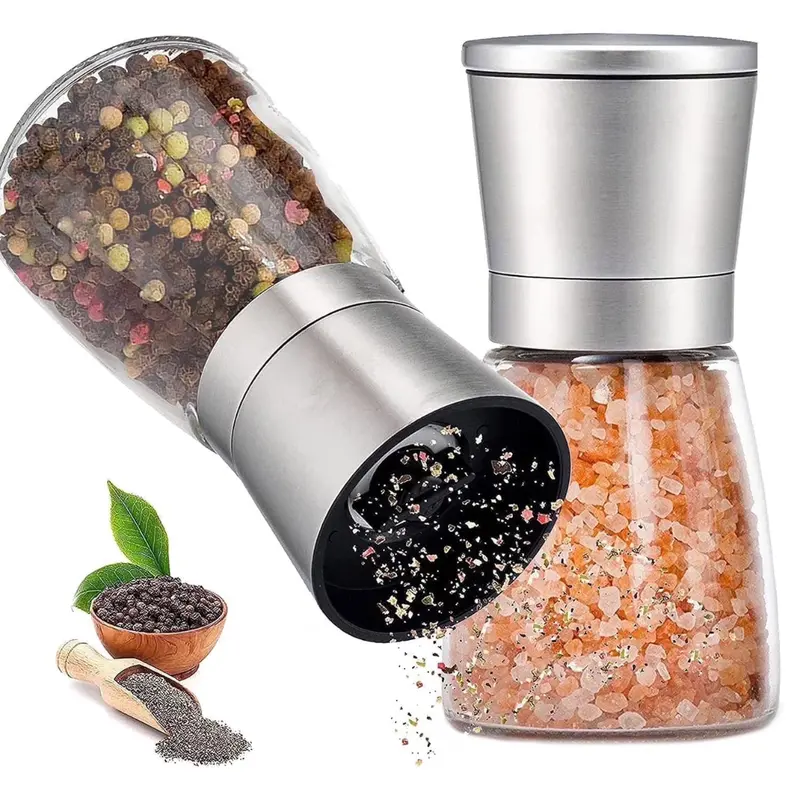 2-Piece 6 Oz Stainless Steel Salt & Pepper Mill Set 1