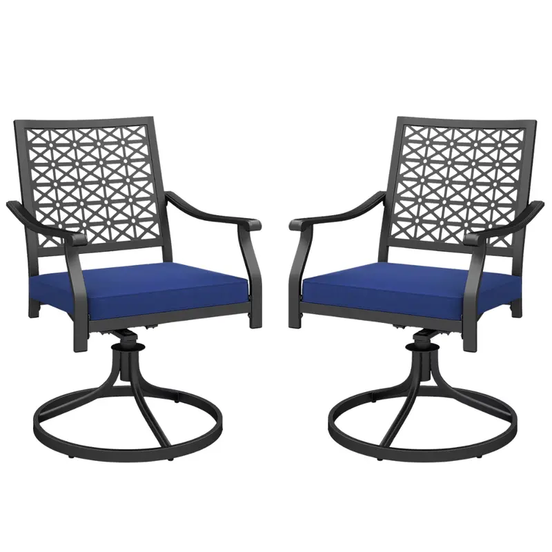 2-Piece Costway Outdoor Swivel Chairs W/ Padded Cushions 1