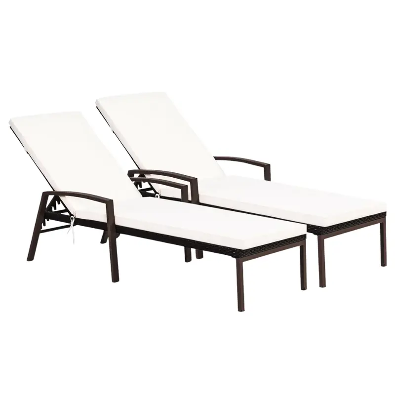 2-Piece Costway Patio Rattan Lounge Chair 1