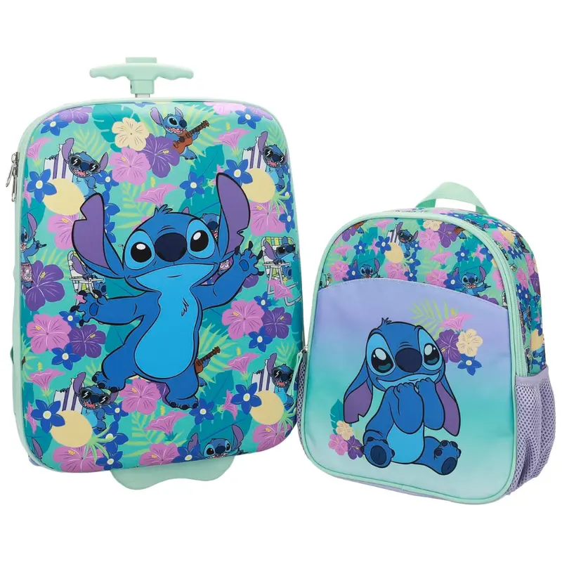 2-Piece Disney Stitch Eva Wheeled Luggage & Travel Backpack Set 1