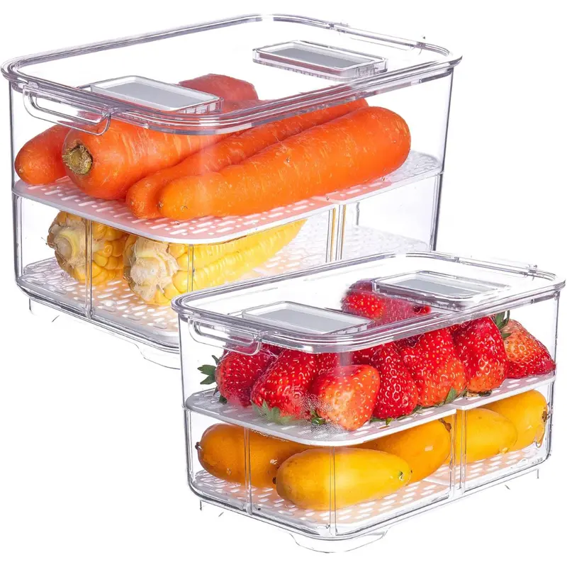 2 Piece Fruit Vegetable Storage Container With Vents 1