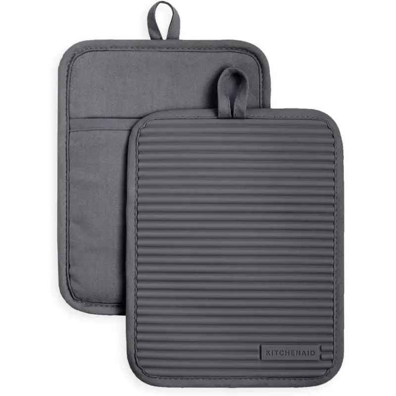 2-Piece Kitchenaid 7" X 9" Ribbed Soft Silicone Pot Holder Set 1