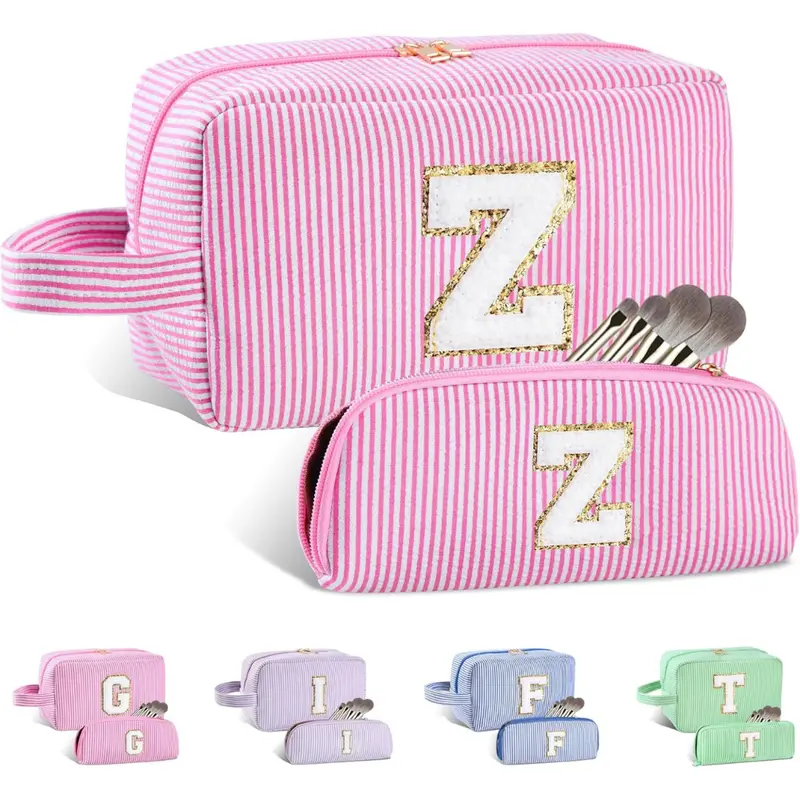 2-Piece Personalized Initial Makeup Bag A-Z Set 1