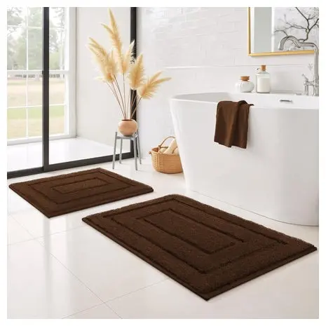 2-Piece Soft Non-Slip Bathroom Rug Set (7 Colors) 1