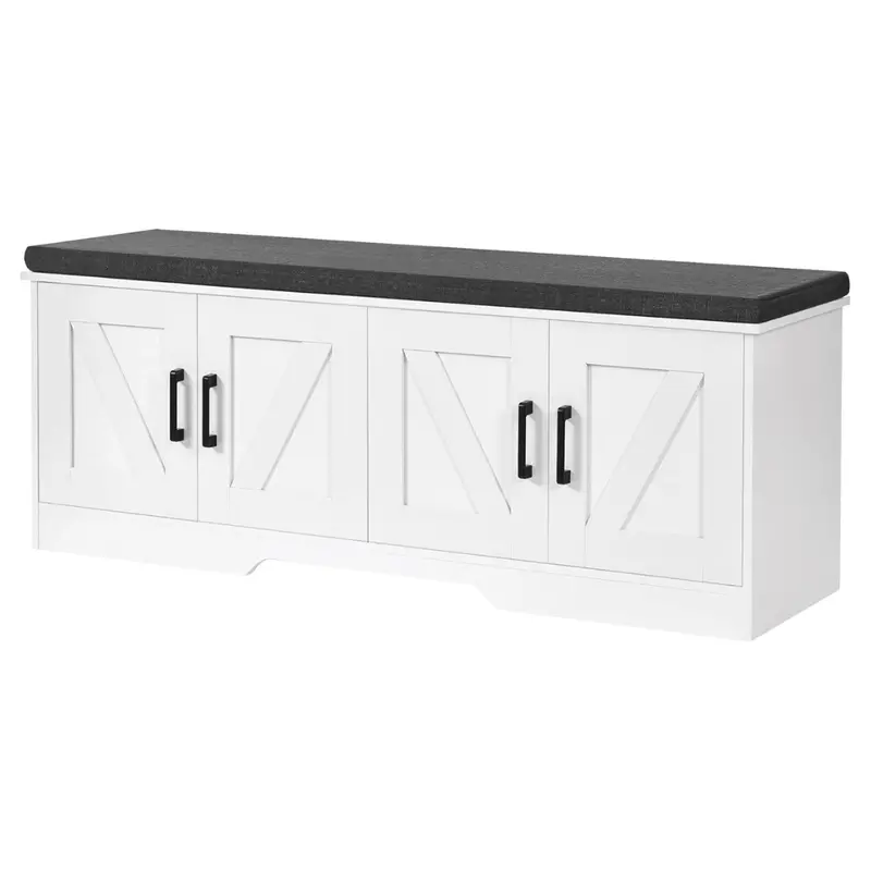2-Tier 47.2" Storage Bench With Padded Seat Cushion 1