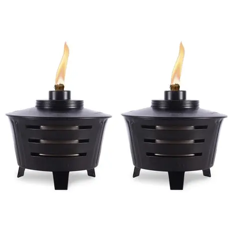 2 Tiki Mini Tabletop Fire Pit Torches With Wick & Snuffer 1