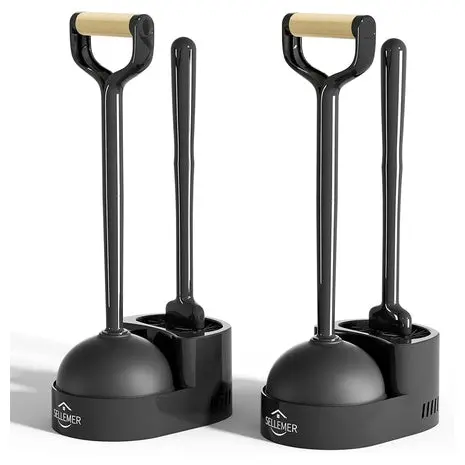2 Toilet Brush & Plunger Sets With Holders 1