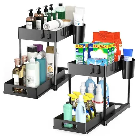 2 Under Sink Organizers With Hooks 1